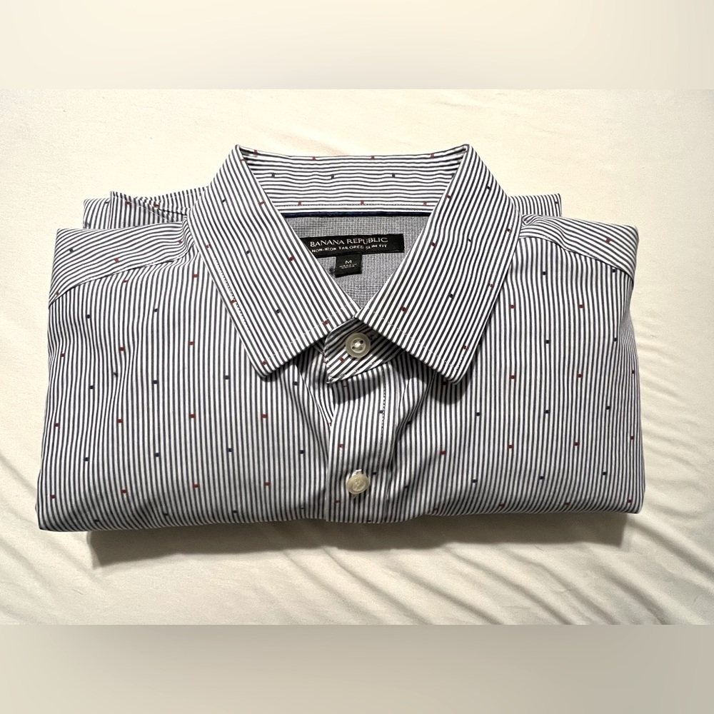 Banana Republic Men's Navy Pinstripe Dress Shirt